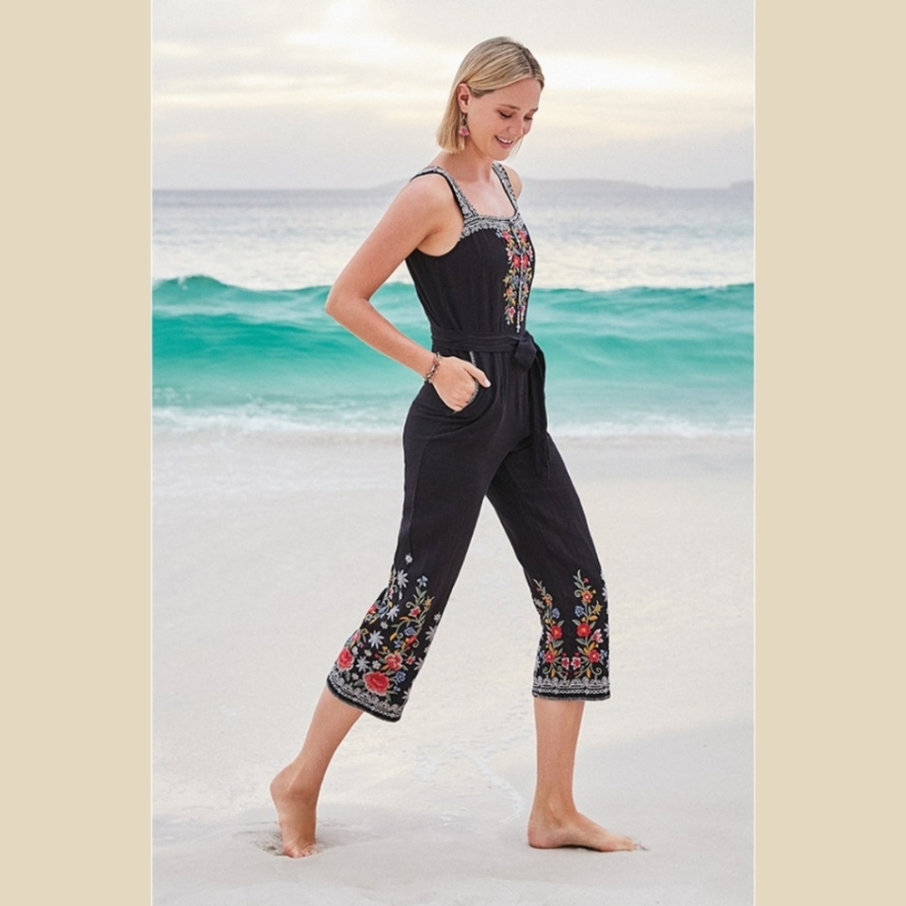 Johnny Was Hazelton Cropped Jumpsuit Med
